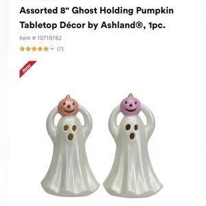 Ghost holding pumpkin tabletop decor